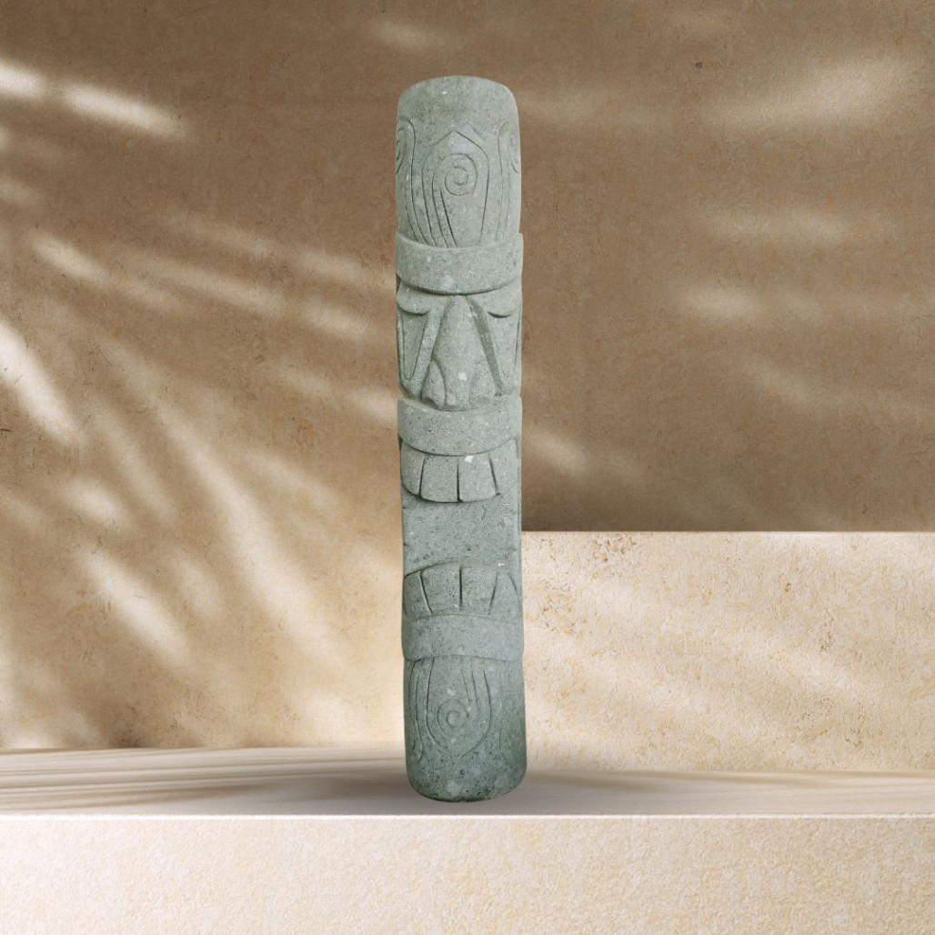 Statue jardin tiki en pierre volcanique zen 150cm
