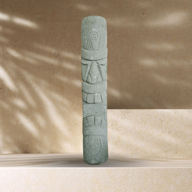 Statue jardin tiki en pierre volcanique zen 150cm