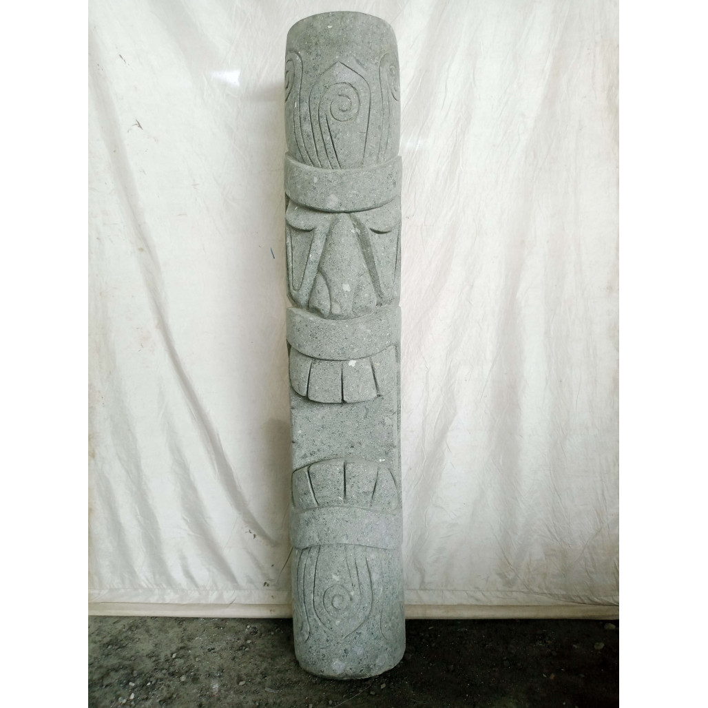 Statue jardin tiki en pierre volcanique zen 150cm