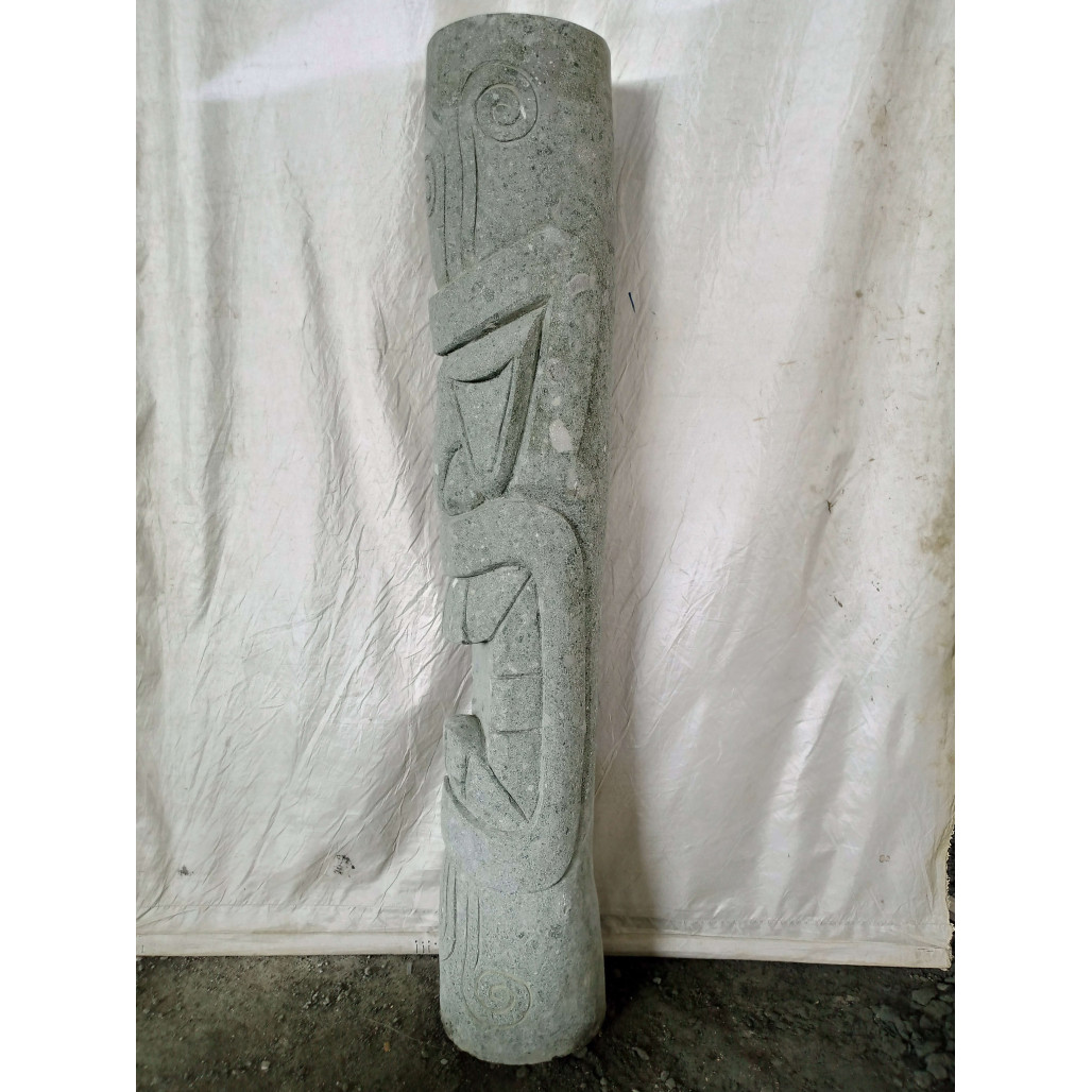 Statue jardin tiki en pierre volcanique zen 150cm