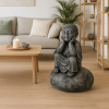 Statue moine shaolin pensif patiné gris 80 cm