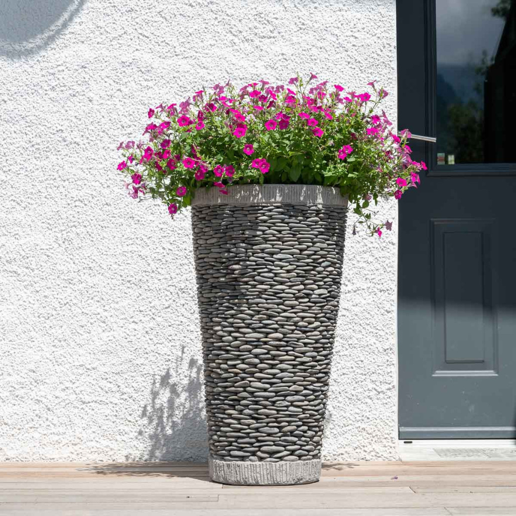 Pot bac jardinière conique galet 80cm jardin extérieur zen