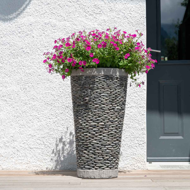Pot bac jardinière conique galet 80cm jardin extérieur zen