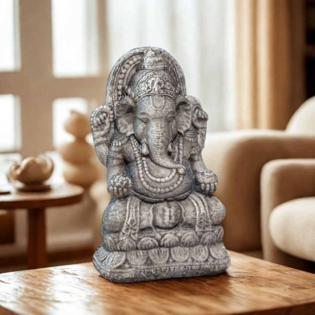 Statue Ganesh patiné gris | Décoration zen intérieure Statue Ganesh patiné gris | Décoration zen intérieure