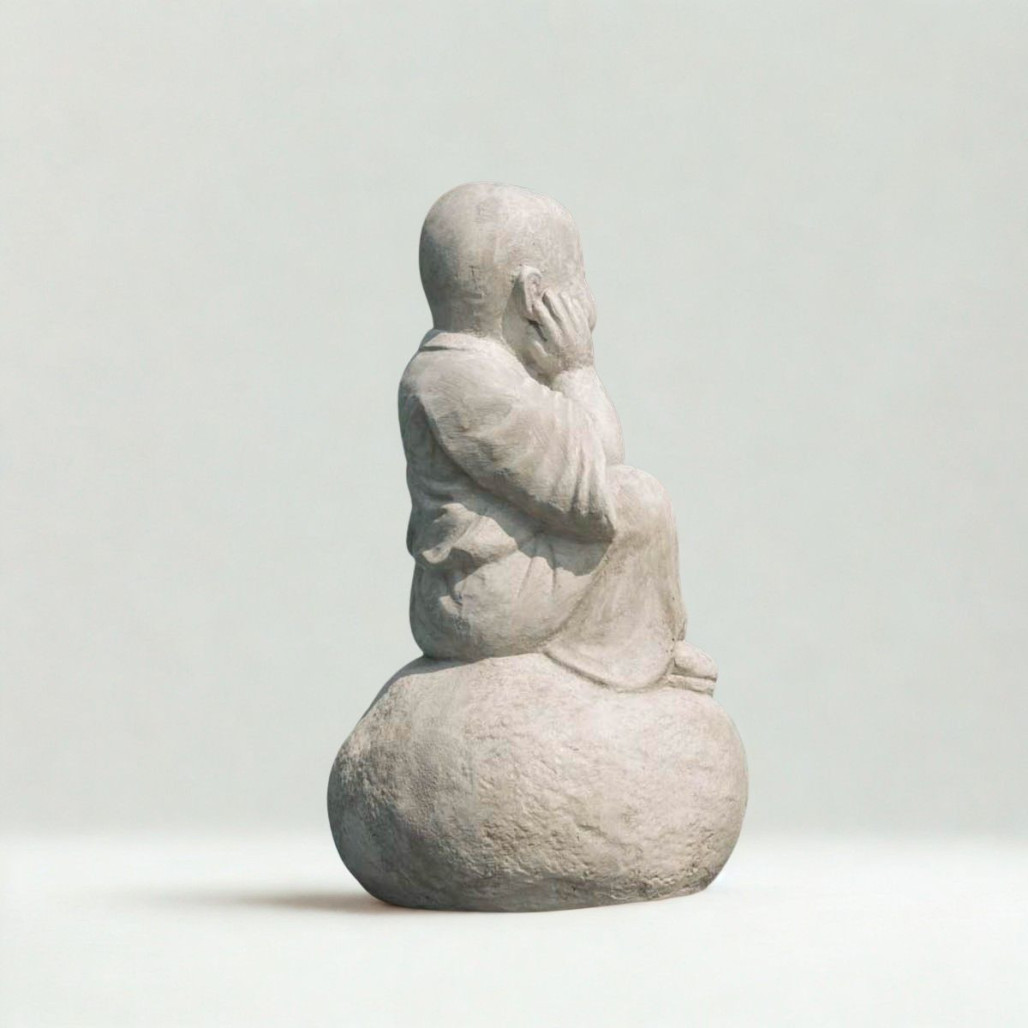 Statue Moine Shaolin effet pierre | Décoration zen intérieure Statue Moine Shaolin effet pierre | Décoration zen intérieure