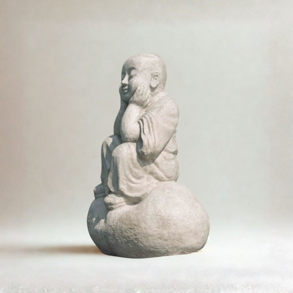 Statue Moine Shaolin effet pierre | Décoration zen intérieure Statue Moine Shaolin effet pierre | Décoration zen intérieure