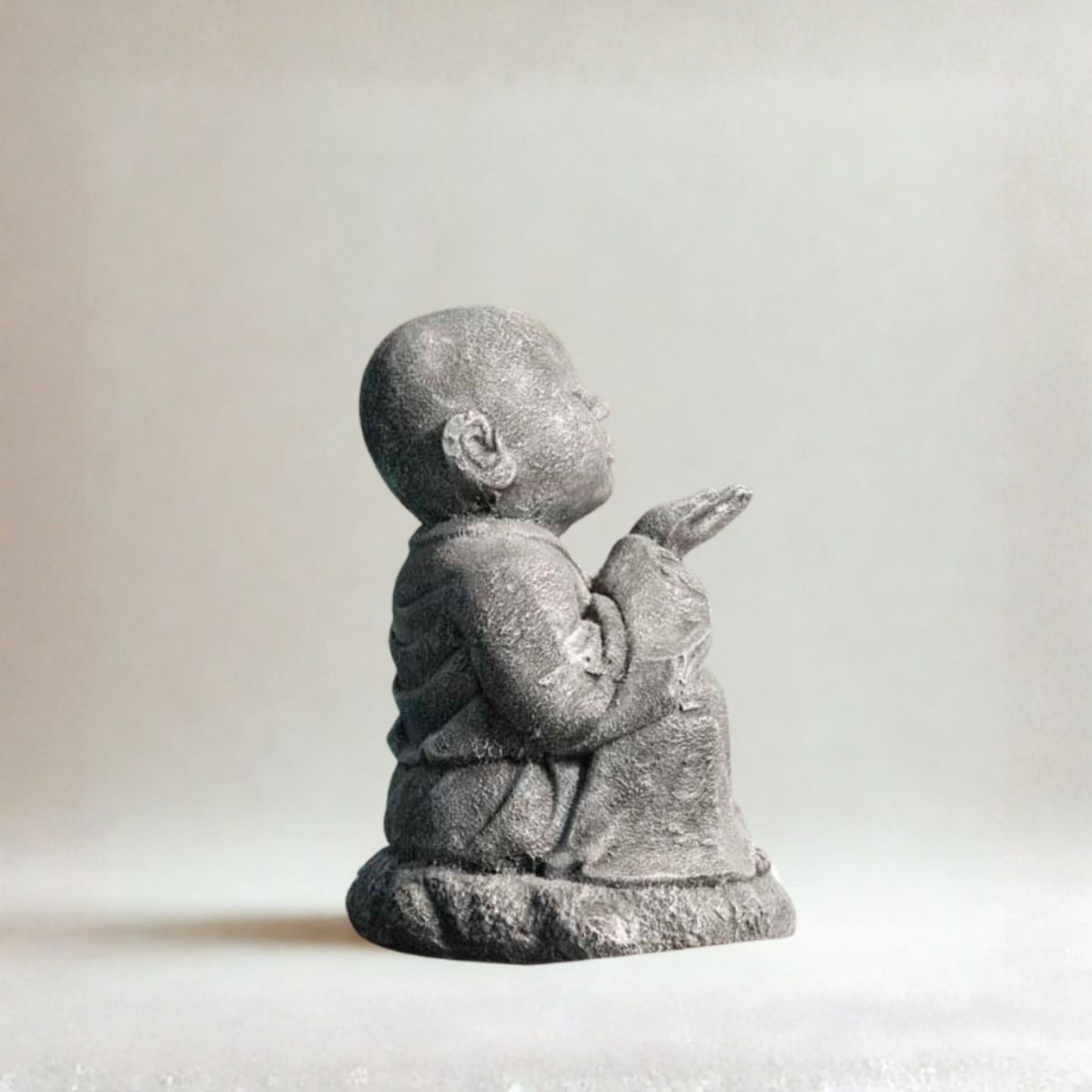 Statue Moine Shaolin gris | Décoration zen intérieure Statue Moine Shaolin gris | Décoration zen intérieure