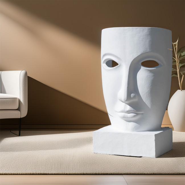 Statue visage blanc design | Décoration intérieure contemporaine