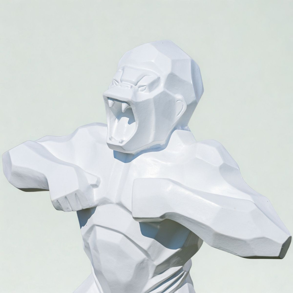 Statue gorille origami blanc | Décoration design intérieure Statue gorille origami blanc | Décoration design intérieure