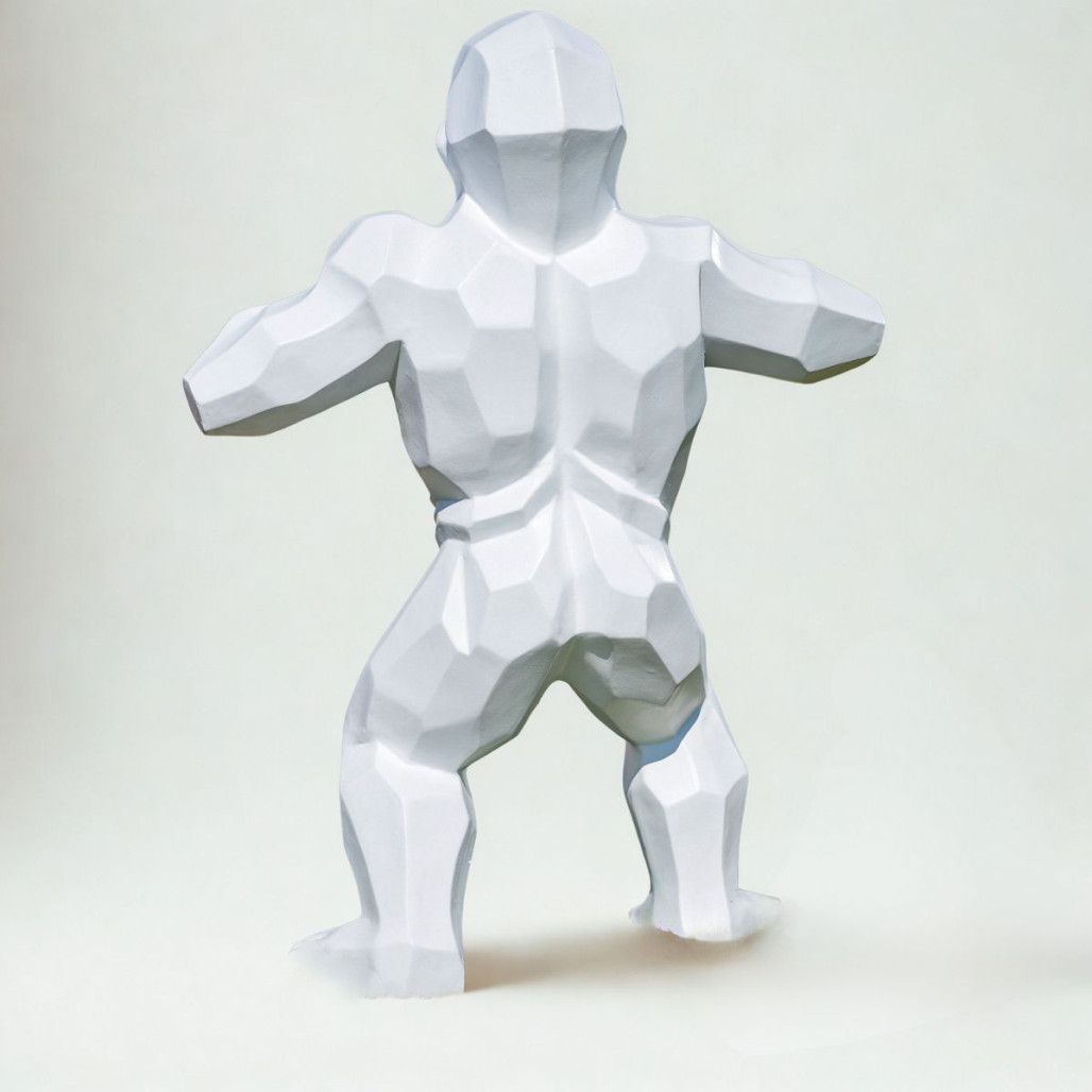 Statue gorille origami blanc | Décoration design intérieure Statue gorille origami blanc | Décoration design intérieure