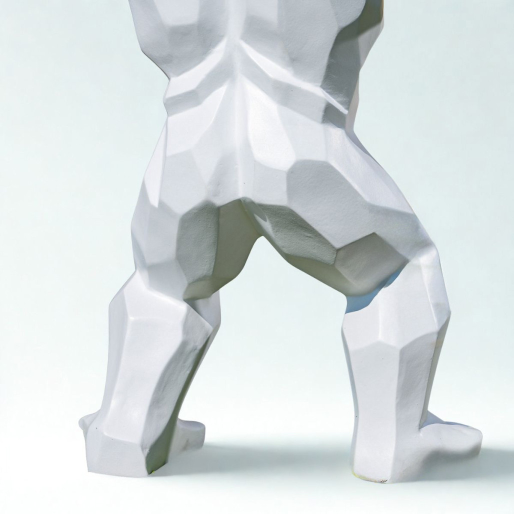 Statue gorille origami blanc | Décoration design intérieure Statue gorille origami blanc | Décoration design intérieure