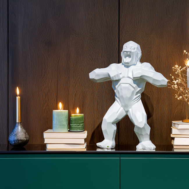 Statue gorille origami blanc | Décoration design intérieure