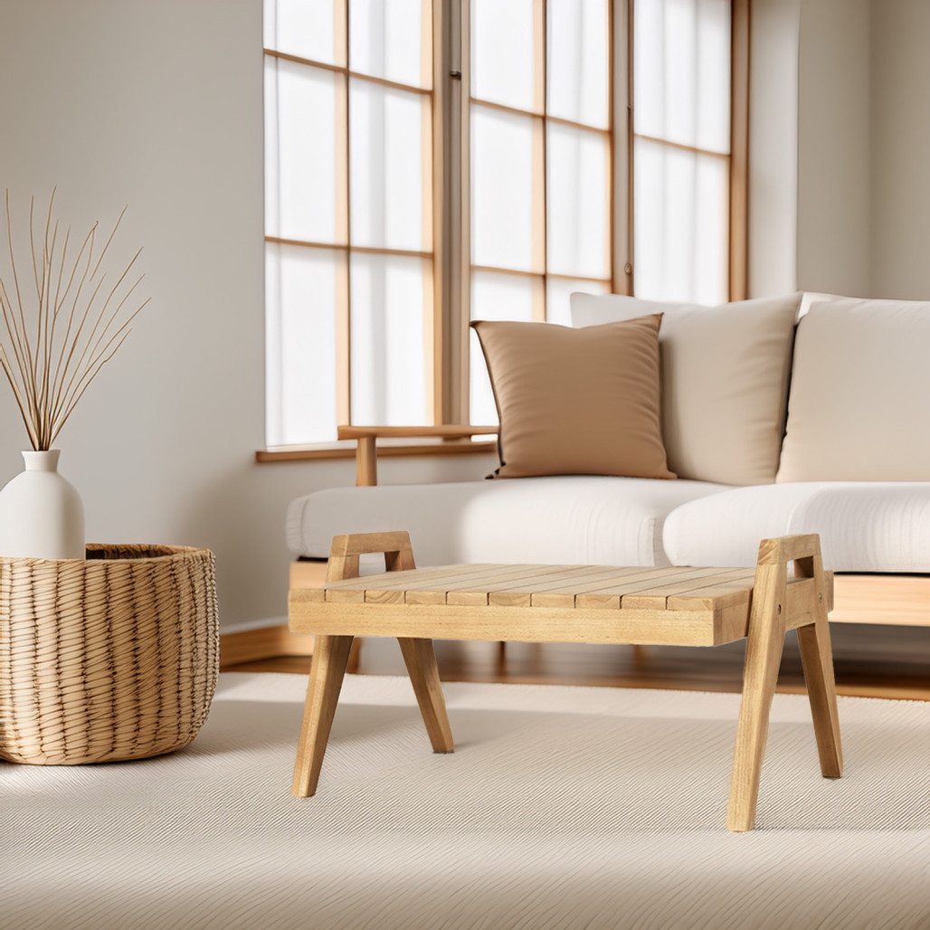 Table basse en teck massif | Style naturel et épuré Table basse en teck massif | Style naturel et épuré