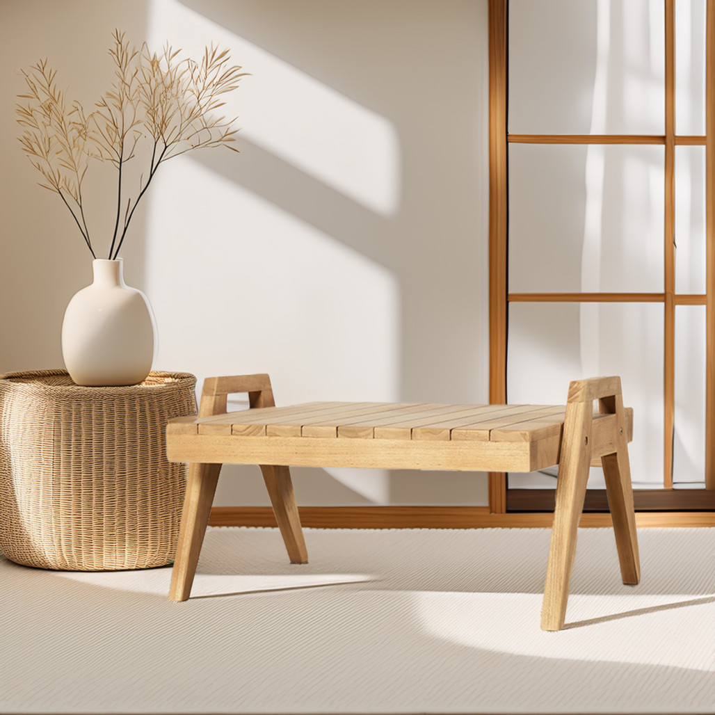 Table basse en teck massif | Style naturel et épuré Table basse en teck massif | Style naturel et épuré