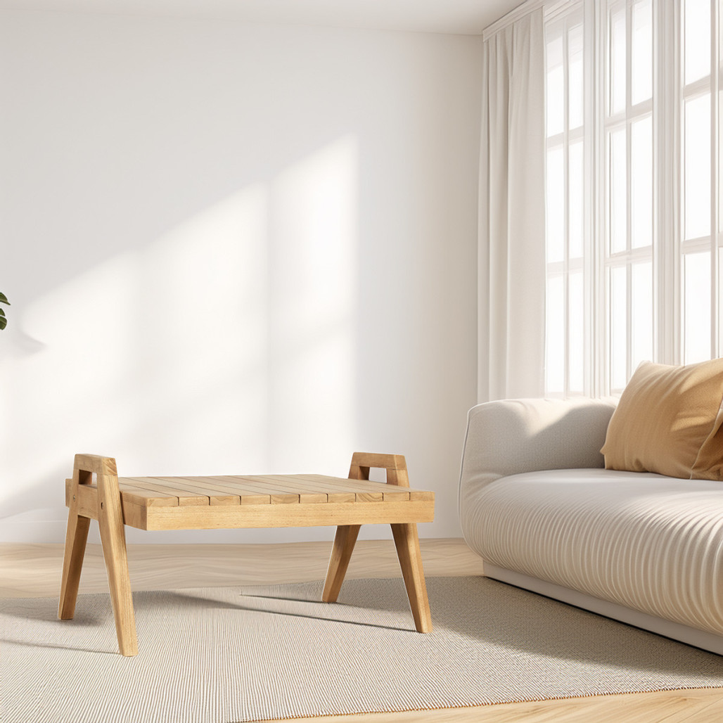 Table basse en teck massif | Style naturel et épuré Table basse en teck massif | Style naturel et épuré