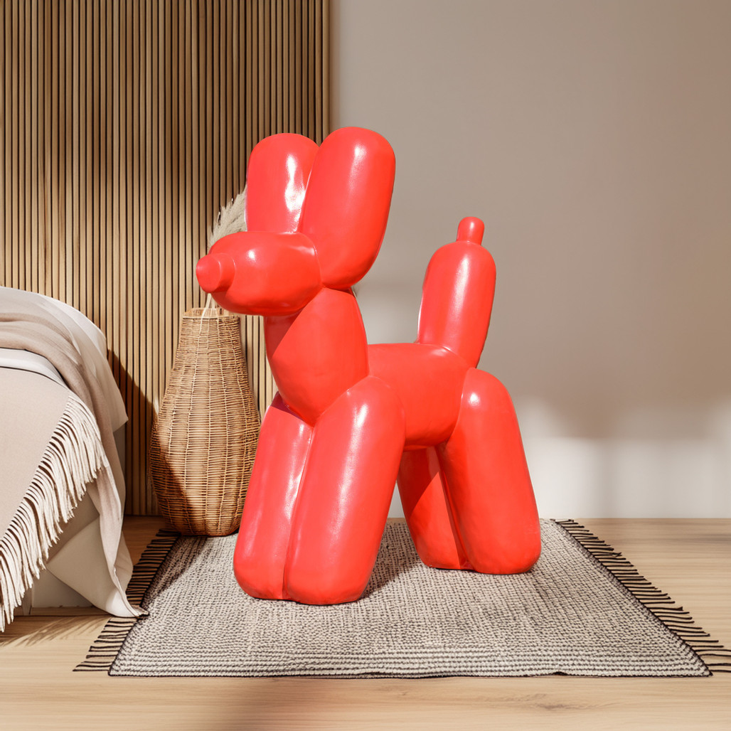 Statue chien ballon rouge | Décoration pop moderne Statue chien ballon rouge | Décoration pop moderne