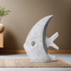 Grande sculpture design poisson 100 cm gris