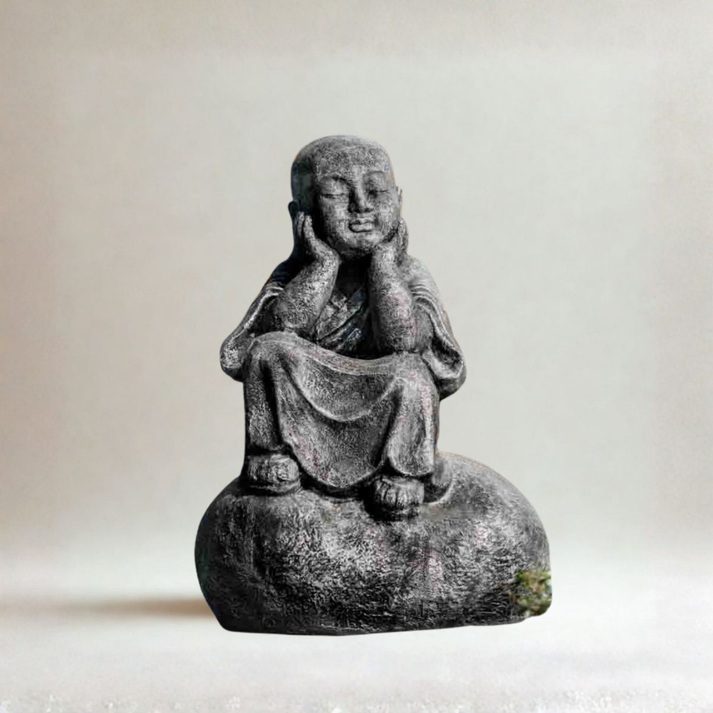 Statue Moine Shaolin pensif | Décoration zen intérieure Statue Moine Shaolin pensif | Décoration zen intérieure
