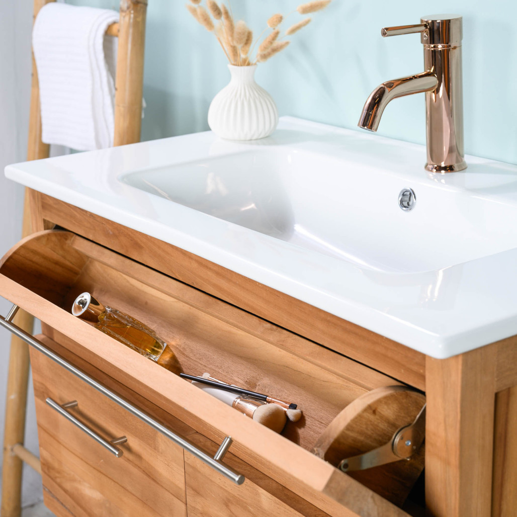 Meuble en teck et céramique de 80 cm - Salle de bain - Wanda collection