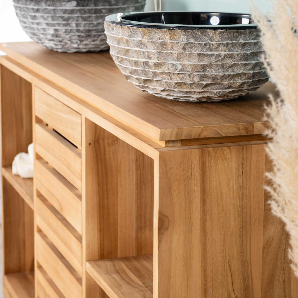 Meuble salle de bain en teck massif 120 cm