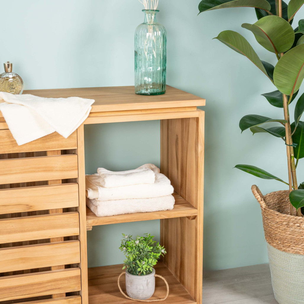 Meuble commode buffet salle de bain en teck massif 120 cm Meuble commode buffet salle de bain en teck massif 120 cm