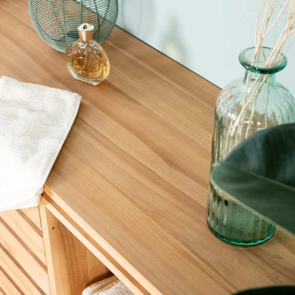 Meuble commode buffet salle de bain en teck massif 120 cm Meuble commode buffet salle de bain en teck massif 120 cm