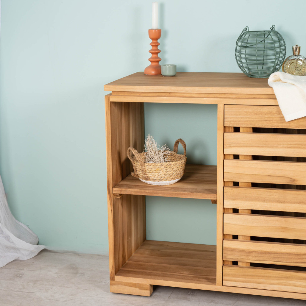 Meuble commode buffet salle de bain en teck massif 120 cm Meuble commode buffet salle de bain en teck massif 120 cm