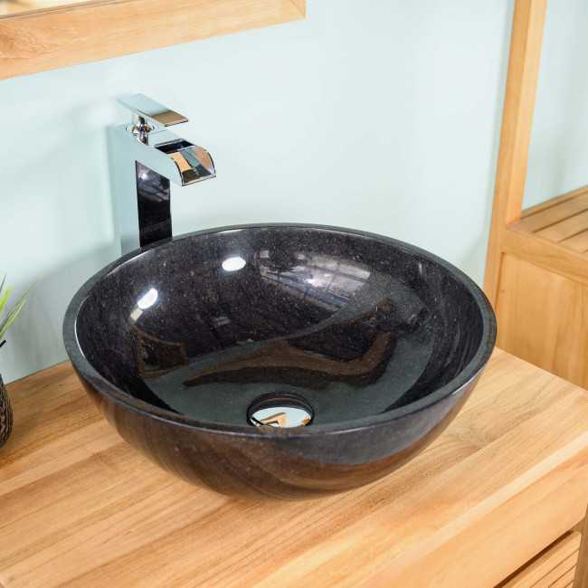 vasque salle de bain à poser en marbre noir LEA 40 CM