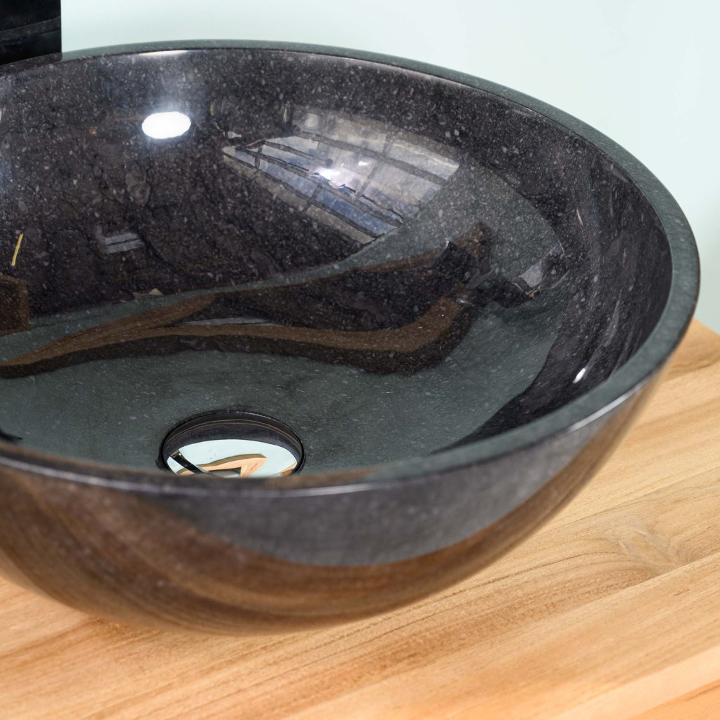 vasque salle de bain à poser en marbre noir LEA 40 CM