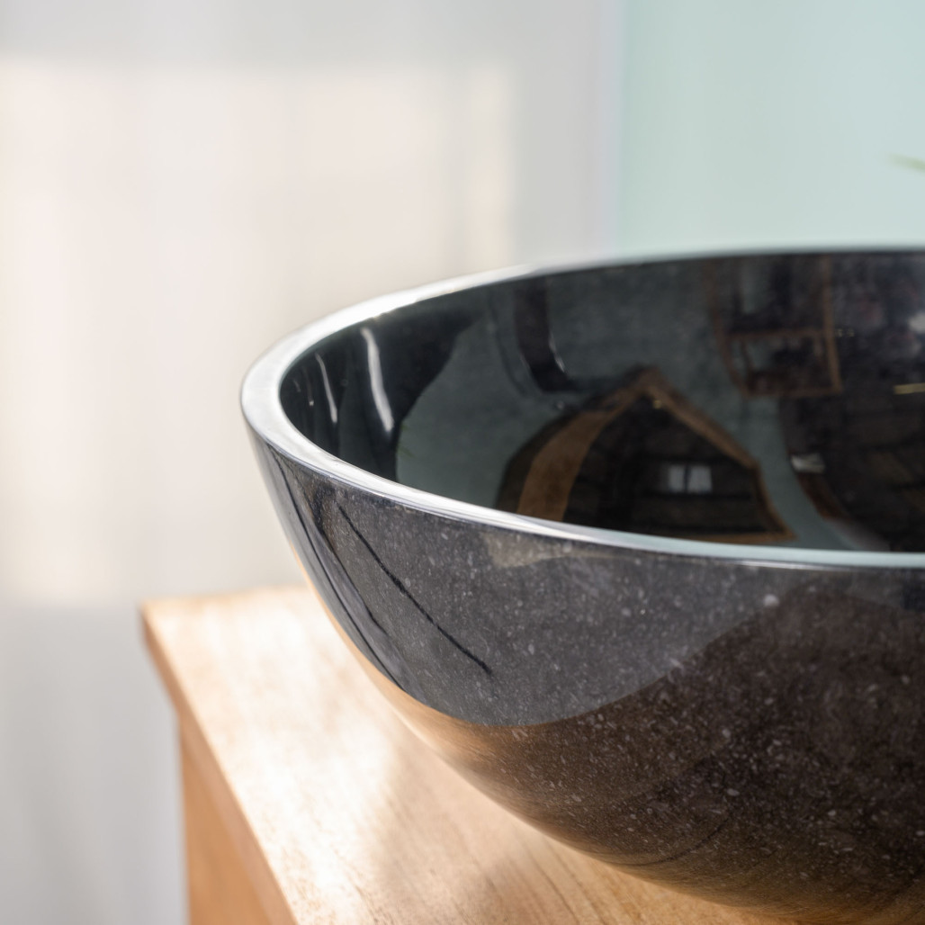 vasque salle de bain à poser en marbre noir LEA 40 CM