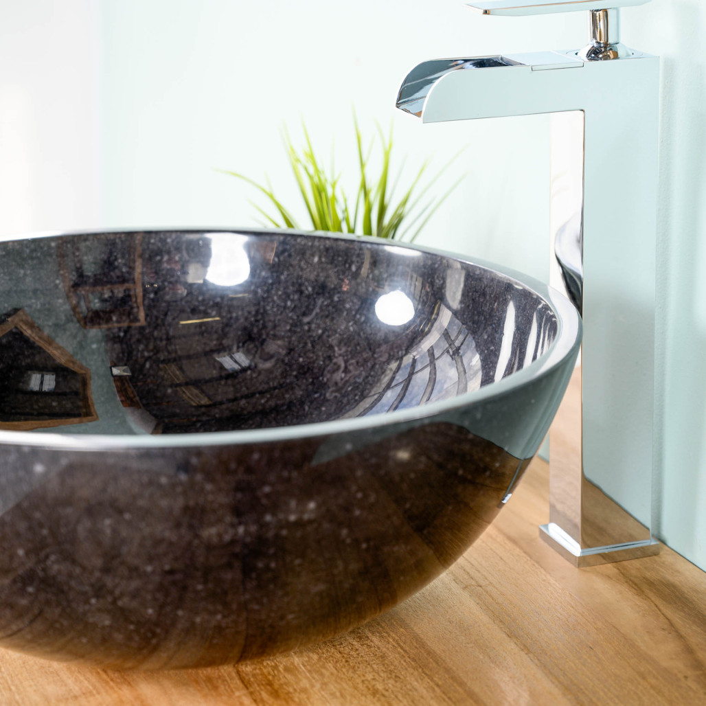 vasque salle de bain à poser en marbre noir LEA 40 CM