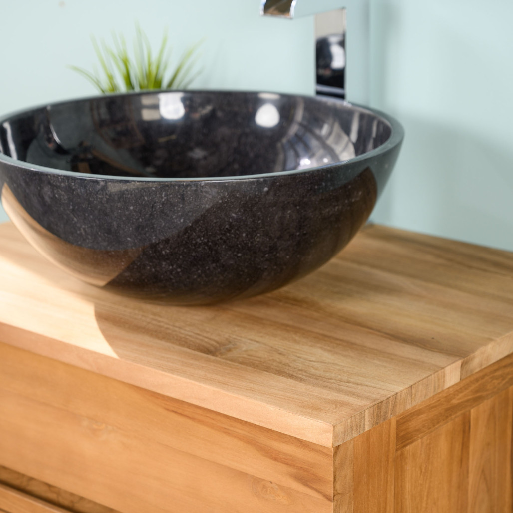 vasque salle de bain à poser en marbre noir LEA 40 CM