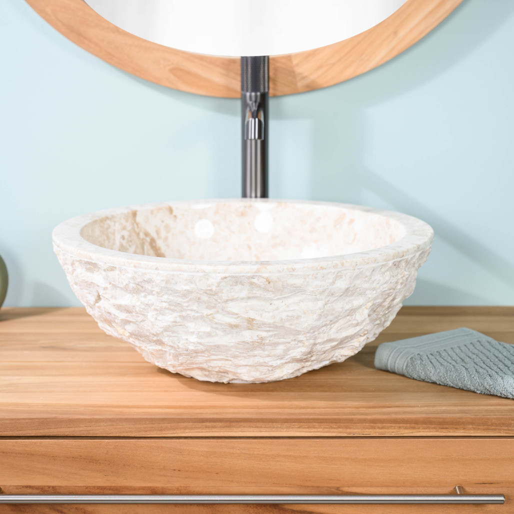 Vasque ROME en marbre à poser crème 40cm Vasque ROME en marbre à poser crème 40cm