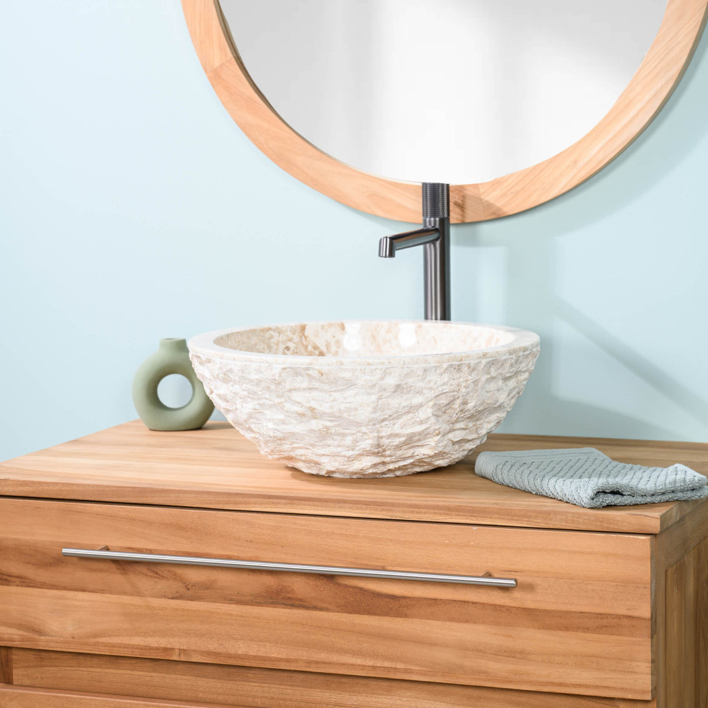 Vasque ROME en marbre à poser crème 40cm Vasque ROME en marbre à poser crème 40cm