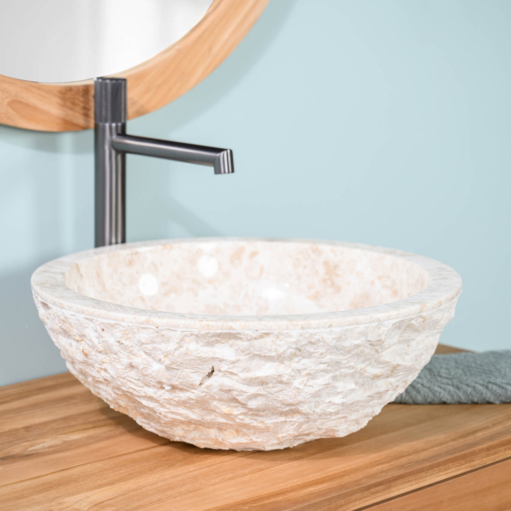 Vasque ROME en marbre à poser crème 40cm Vasque ROME en marbre à poser crème 40cm