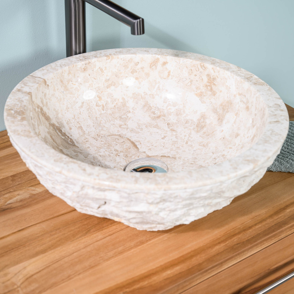 Vasque ROME en marbre à poser crème 40cm Vasque ROME en marbre à poser crème 40cm
