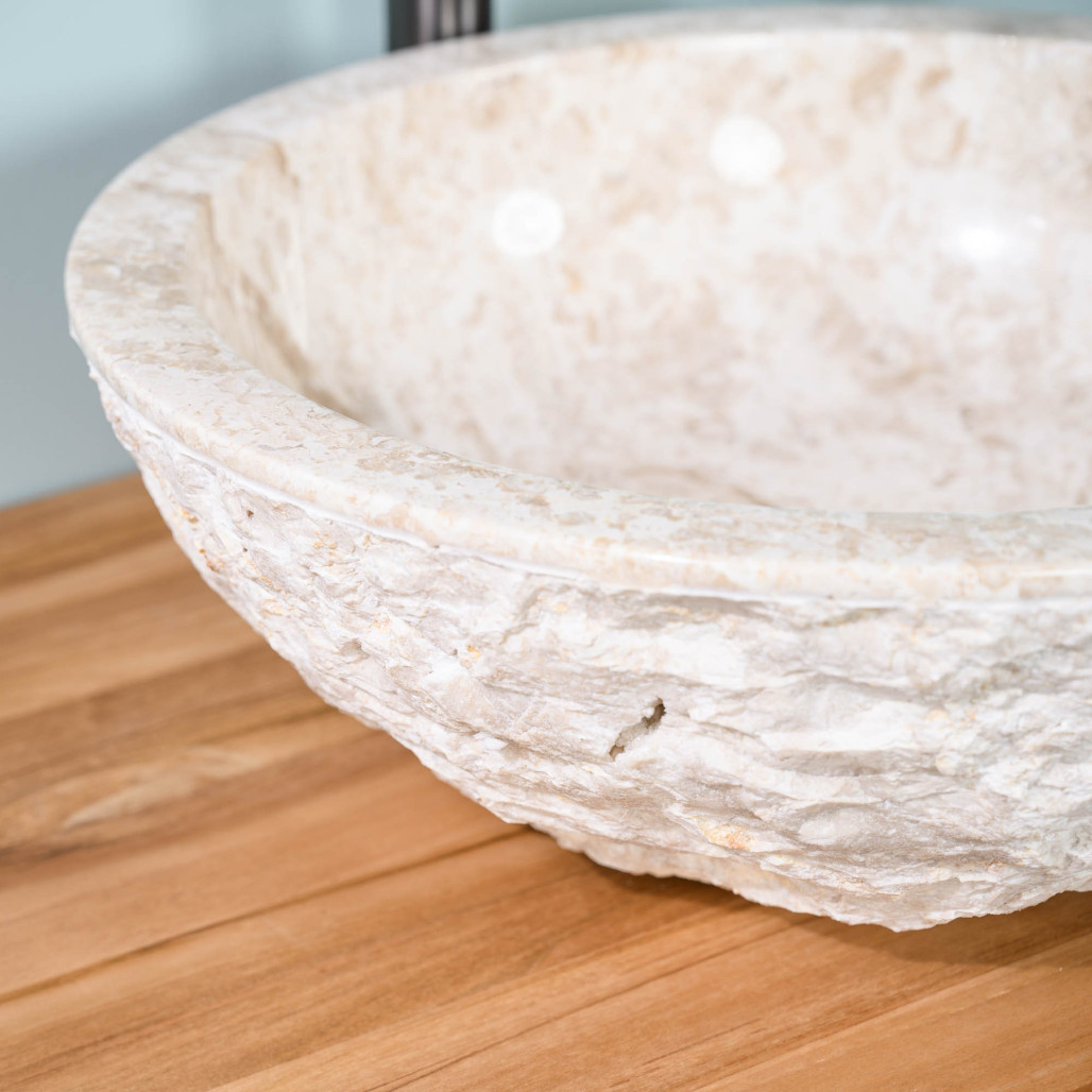 Vasque ROME en marbre à poser crème 40cm Vasque ROME en marbre à poser crème 40cm