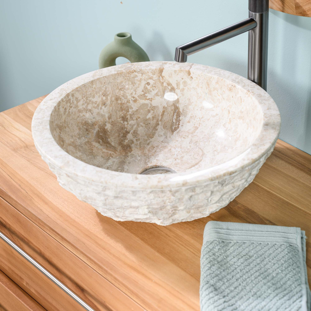 Vasque ROME en marbre à poser crème 40cm Vasque ROME en marbre à poser crème 40cm