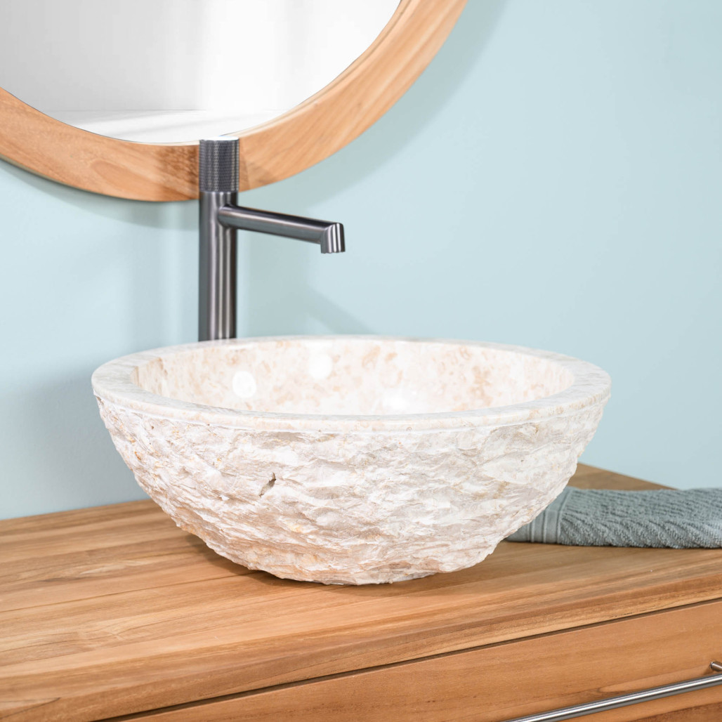 Vasque ROME en marbre à poser crème 40cm Vasque ROME en marbre à poser crème 40cm