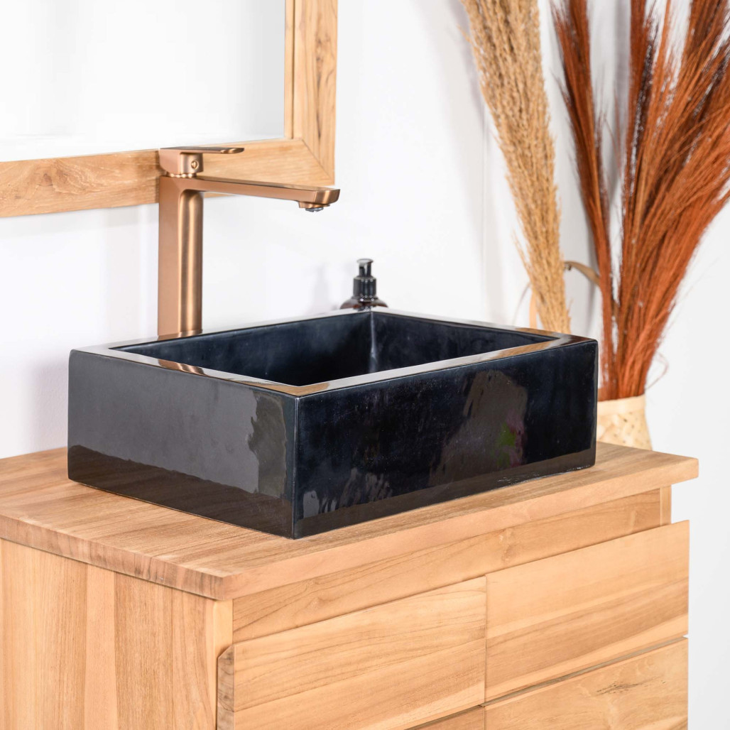 Vasque salle de bain à poser MILAN rectangle 30cm x 40cm NOIR