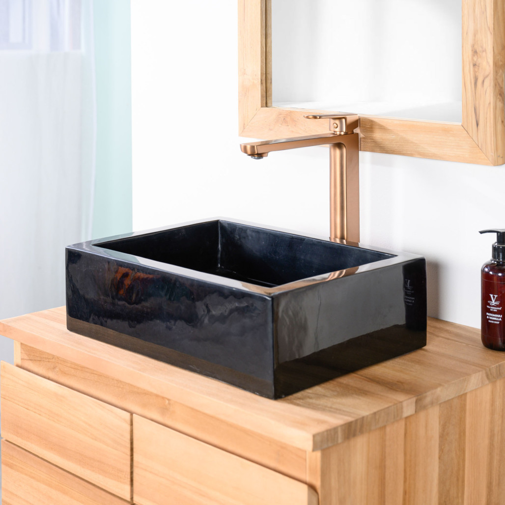 Vasque salle de bain à poser MILAN rectangle 30cm x 40cm NOIR