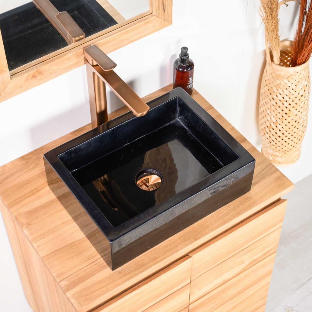 Vasque salle de bain à poser MILAN rectangle 30cm x 40cm NOIR