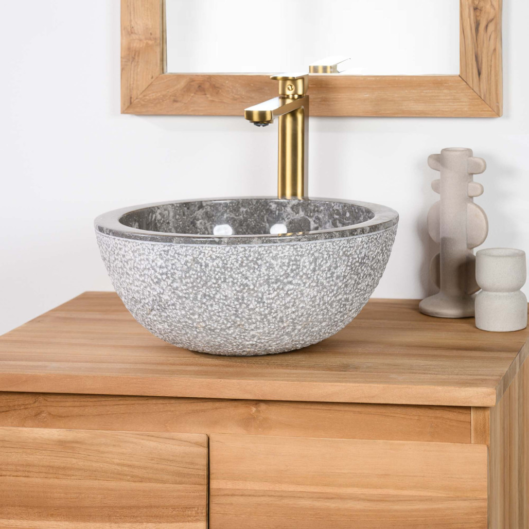 Lave mains en marbre à poser STROMBOLI gris 35cm