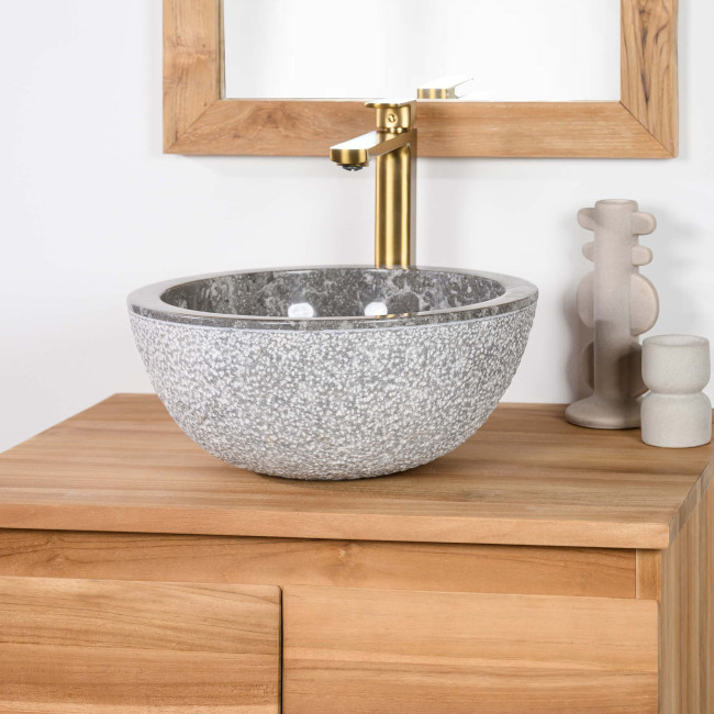 Lave mains en marbre à poser STROMBOLI gris 35cm