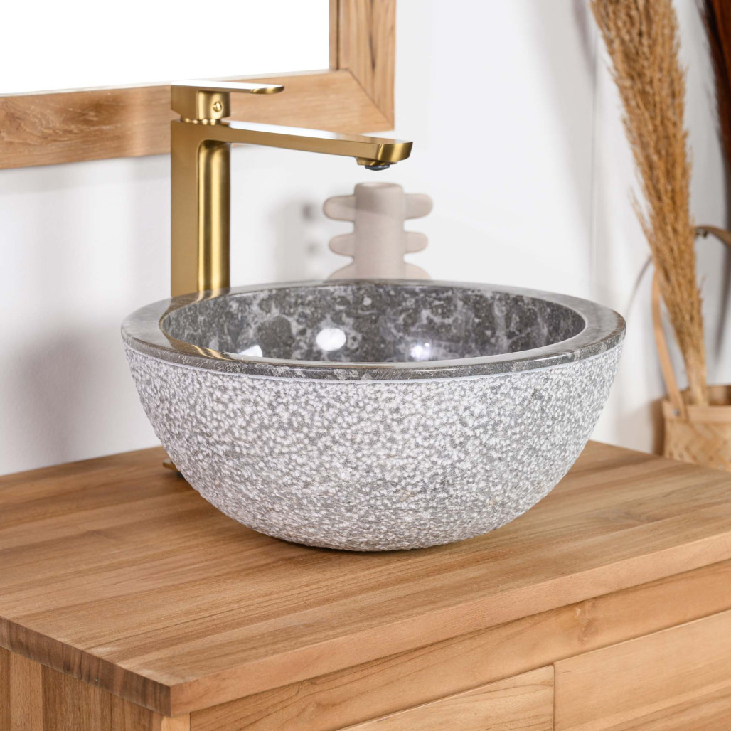 Lave mains en marbre à poser STROMBOLI gris 35cm