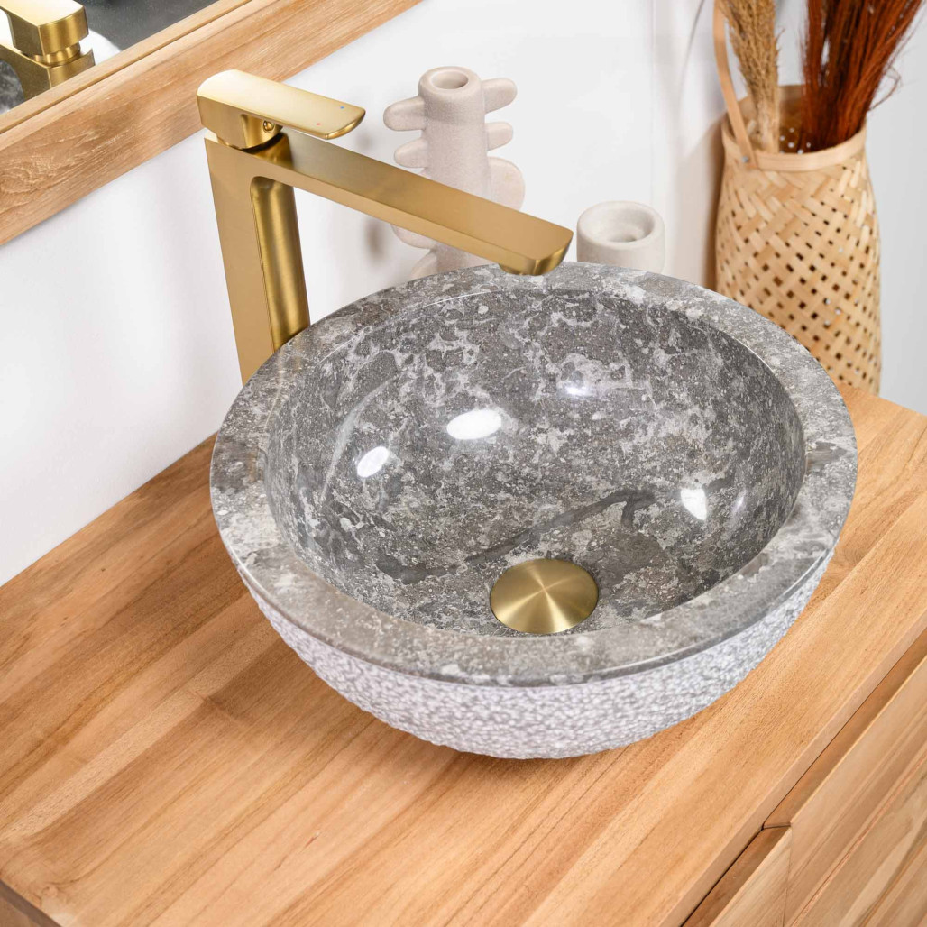 Lave mains en marbre à poser STROMBOLI gris 35cm