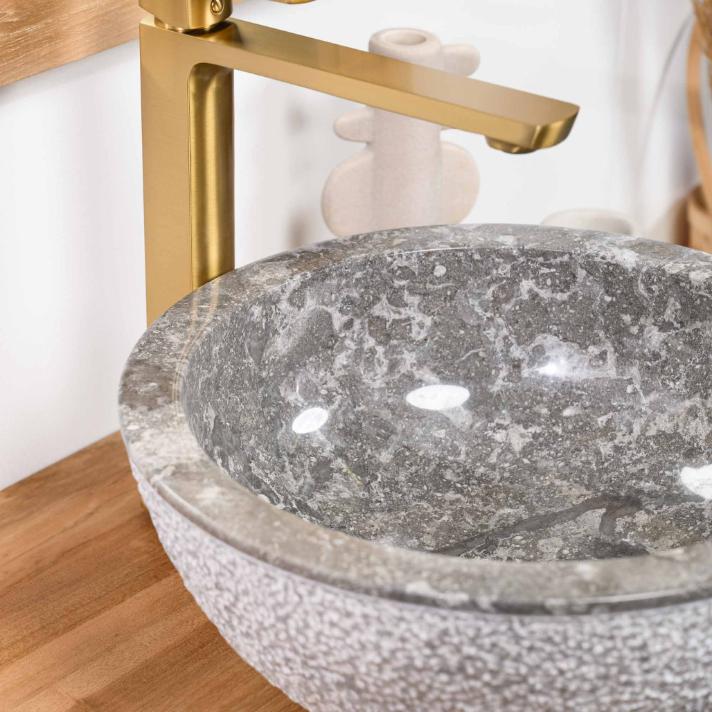 Lave mains en marbre à poser STROMBOLI gris 35cm
