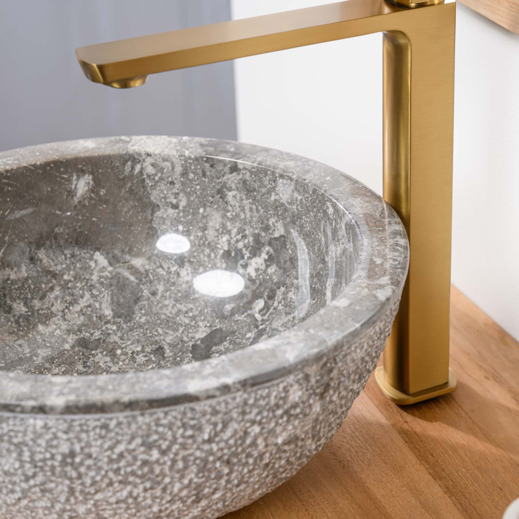 Lave mains en marbre à poser STROMBOLI gris 35cm