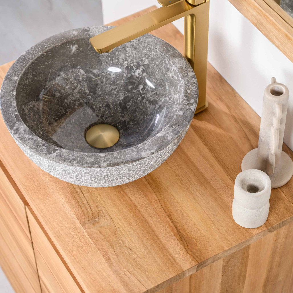 Lave mains en marbre à poser STROMBOLI gris 35cm