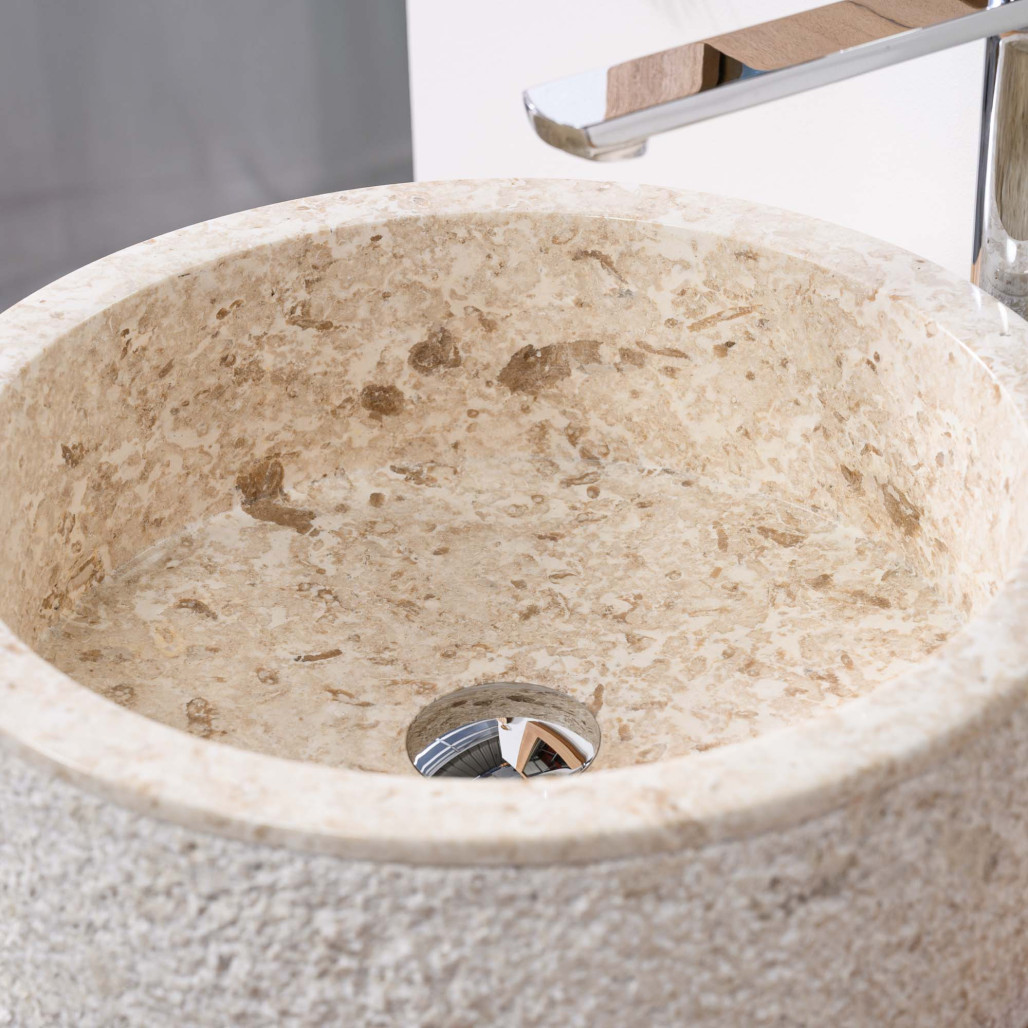 Vasque à poser de salle de bain en marbre ELBE crème 40cm Vasque à poser de salle de bain en marbre ELBE crème 40cm